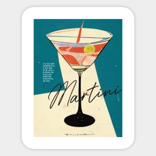 Martini Retro Poster At Night Bar Prints, Vintage Drinks, Recipe, Wall Art Sticker